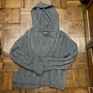 Cropped knit sweater hoodie
